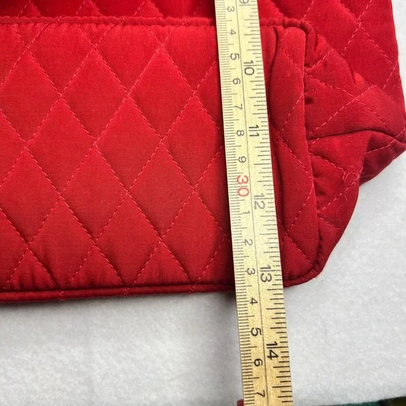 Vera Bradley Red Quilted Tote Bag Polka Dot Lining Toggle Closure w Wristlet Set - Picture 7 of 9